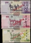 Namibia  2012 50 100 200 Dollars Specimen Set  Unc  Genuine