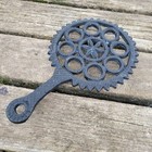 Vintage Black Cast Iron Trivet Ornate Circle Hex Footed Wall Art Plant Stand