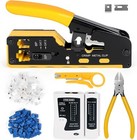 Rj45 Crimp Tool Kit Ethernet Pass Through Crimper Network Cat5 Cat6 Cat7