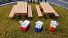 1 32 Scale Slot Car Track Accessories - Picnic Tables And Cooler Set - Scenery