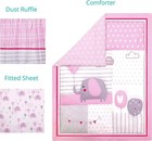 Baby Crib Bedding Set For Girls  Pink Elephant   Love Balloons