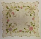 Antique Society Embroidered Silk Hankie Handkerchief  Beautiful