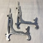 Pair Of Large 10 Inch Metal Easel Silver Finish   Plate Holder   Display Stand