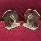 Pair Of Vintage antique Cast Iron Egyptian Revival Pharoah Bookends Very Heavy 