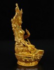 6   Old Tibetan Buddhism Copper Gilt Green Tara Enlightenment Goddess Statue