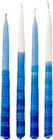 Dripless Premium Tapered Hand Decorated Multi Blue Frosted Hanukkah Candles -