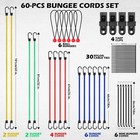 60pcs Bungee Cords Assorted Sizes Heavy Duty Elastic Tie Down Hooks Set