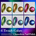 Chameleon Nail Polish Set  6 Colors Chrome Holographic Metallic Glitter Quick Dr