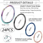 18 24pcs Hypoallergenic Nose Rings 316l Surgical Steel Piercing Jewelry