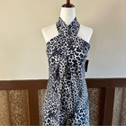 Boston Proper Animal Print Halter Wide Leg Jumpsuit Black   White Size Small Nwt