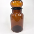 Vintage Amber Brown Glass Apothecary Jar Bubble Lid Canister Large 9  Belgium
