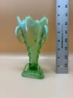 Antique Jefferson Glass  Green Opalescent Aurora Borealis Vase 6  Ds20