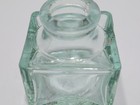    antique    Square Green Glass Ink Bottle - Rare Htf 