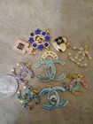 Lot Of 9 22mm-35 Mm   Stamped  Button Zipper Designerbutton  Chanel Gucci Charm 
