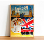 London England Retro Poster Print  Vintage City Town Uk Travel Vacation Europe