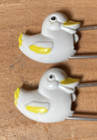 Vtg Safety Pins White Duck  baby Cloth Diaper   Babies Kitsch Cute Set Of 2