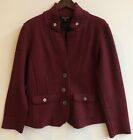 Eileen Fisher Women   s L Double Knit Merino Wool Blazer Jacket Dark Maroon Red