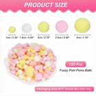 120 Pcs Fuzzy Pom Poms Balls Assorted Sizes For Diy Crafts Pink white yellow