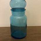 Vintage Blue Glass Apothecary Jar 6 75    Belgium Deco Container Canister Storage