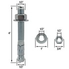 1 2  X 4  Wedge Anchor Bolt Fastener For Concrete Cement - Zinc-plated  4 