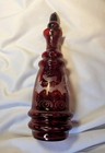Vintage Ruby Red Cranberry Cut To Clear Glass Decanter 11  With Stopper 