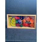 Schylling Box O    Beads Wooden Bead Set 30 Beads   String Toy Craft Kit In Wood B