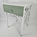 Vintage Peacock Wicker End Table French Country Farmhouse Victorian Rattan 