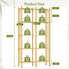 5 Tier Book Shelf  Tall Bamboo Bookcase  Wide Bookshelf With 10 Open Display She