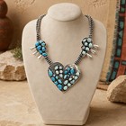 Paloma And Bluebird Turquoise Heart Squash Blossom Sterling Necklace 18  67 6g