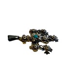 Taxco Mexico Yalalag Cross Sterling Turquoise Color Stone Pendant Necklace Vtg