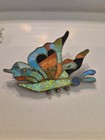 Signed Francis Sterling Silver Inlay Butterfly Brooch Pin Opal Turquoise Coral