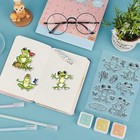 Globleland Funny Frog Clear Stamps And Lotus Frog Cutting Dies Set For Diy Sc   