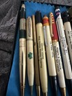 Vintage Set Of  17 Advertising Mechanical Pencil Displayed In Glass Case