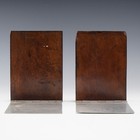 Pair Of Antique Chinese Asian Hand Carved Wood Figural Scene Bookends  sculpture