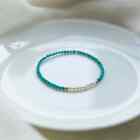 Natural Turquoise   Peals Tiny Beads Dainty Minimalist Healing Stretch Bracelet