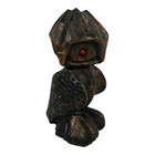 Vintage Norman Campbell Owl Carving Wooden Brown Wood Red Following Eyes 1990