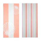Mainstays Pink Scallops   Stripes Cotton Blend Beach Towels  2 Count 
