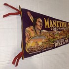 Vintage Manitou Springs Colorado Pennant Pikes Peak Seven Falls Indian Caves