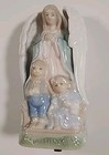 Vintage Guardian Angel Arms Crossed With Children Porcelain Figurine  5 25    T