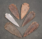 6 Slightly Bent 2 9   3 5  Flint Arrowhead Spear Project Point Knife Blade Bb726
