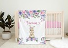Personalized Baby Girl Blanket Bunny Custom Name Newborn
