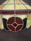 Vintage 15  Tiffany Style Swag Stained Glass Red Green Yellow Plug Hanging Light