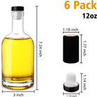 12 Oz Clear Glass Bottles With Cork  6 Pack 375 Ml Liquor Bottles With T-shaped