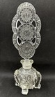 Vintage Hobstar Perfume Bottle Cut Clear Glass Crystal Stopper   Base Art Deco