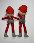Vintage Pair Christmas Elf Pixie Shelf Sitting Plush Dolls Red Gray 15   