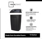 Kitchen Trash Can  13 Gallon Plastic Garbage Bin With Swing Top Lid  Black