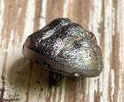 Antique Black Glass Button  Bear Claw W  Silver Luster   A Hint Of Iridescence