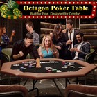 Foldable Octagon Poker Table For 8 Players With Cup Holders Adult Blackjack Game