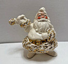 Vintage Betty Lou Nichols Christmas Santa Hat In Hand Ceramic Spaghetti Trim 6 