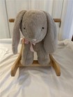 Pottery Barn Kids Bunny Rabbit Plush Wood Rocker Toy Stuffed Animal Pink Bow